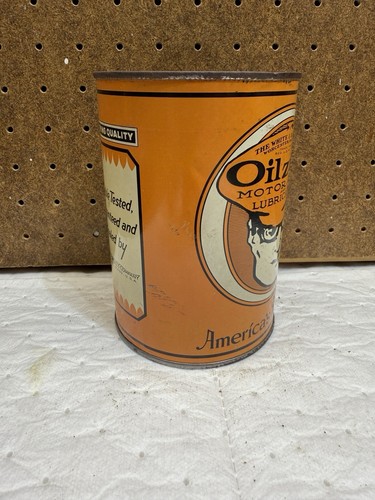 OLIO MOTORE OILZUM CON LOGO OLIO FINE D'AMERICA UN QUARTO LATTINA OLIO METALLO ROTONDO - Foto 6 di 9