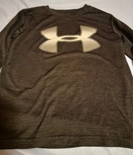 Under Armour Boys Black Long Sleeve Activewear Pullover T-Shirt with Logo