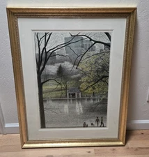 Harold Altman Sailboats Framed Lithograph Poster Print 1988 Lmtd Ed Seurat Style