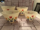 Vintage Fire King Ivory Tulip Mixing Bowls Set Of 4 1940's Excellent Condition!