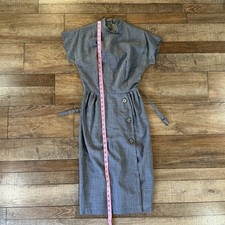 VTG Naturally Natlynn New York Gray Sheath Dress Belted Womens S USA Made #71216