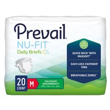 Prevail Nu-Fit Daily Briefs, Maximum Absorbency, Medium 32 - 44 Inch, 20 Count