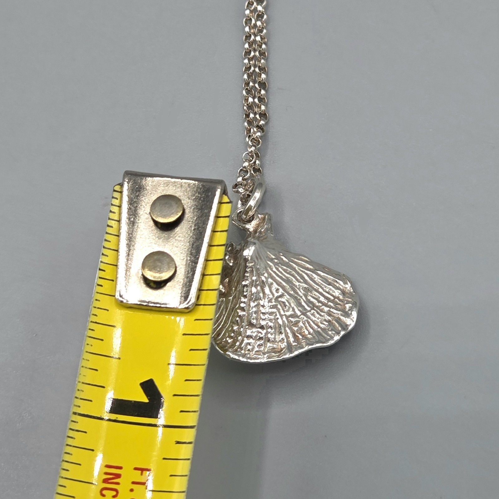 Sterling Silver Sculpted Conch Shell Pendant Chai… - image 11