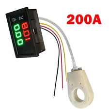 200A 0.2A Hall Current Voltmeter Dual Digital Display DC 5V-100V DC 0-300V ± HOT