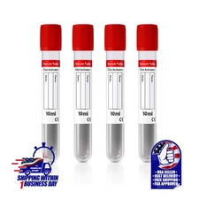 RED VACUUM BLOOD COLLECTION SERUM TUBE CLOT ACTIVATOR, 16x100mm, 10 mL, EXP 8/28