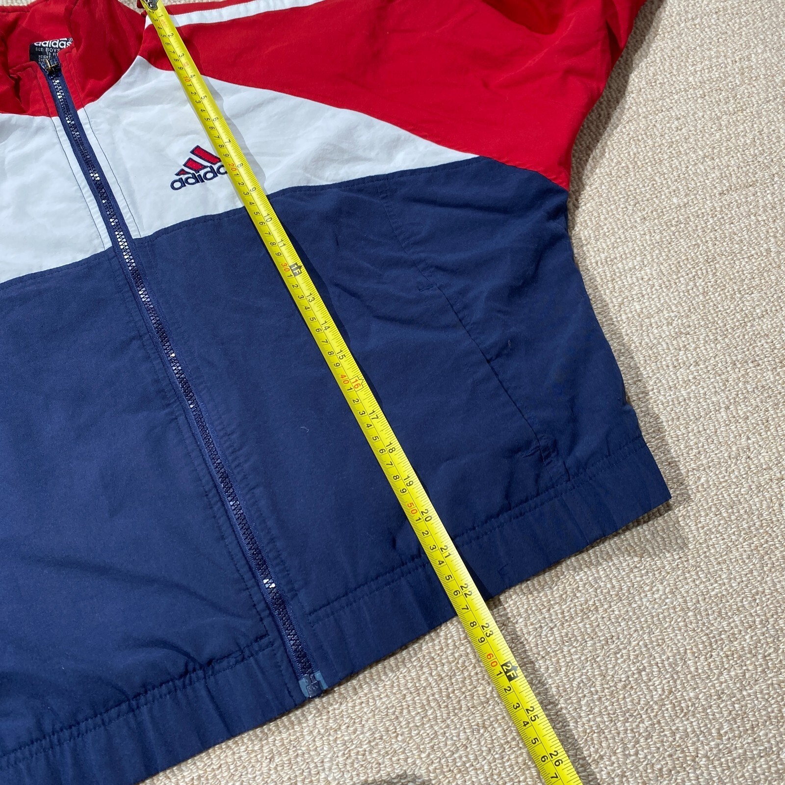 VINTAGE Adidas Tracksuit Top Boys Medium 12 14 Oversized Shell Track Jacket 90s image 5