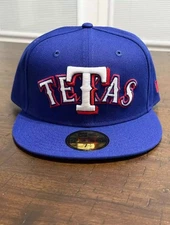 Texas TETAS Rangers Banned New Hat Viral 59Fifty Overlap Fitted Hat Rare Cap era