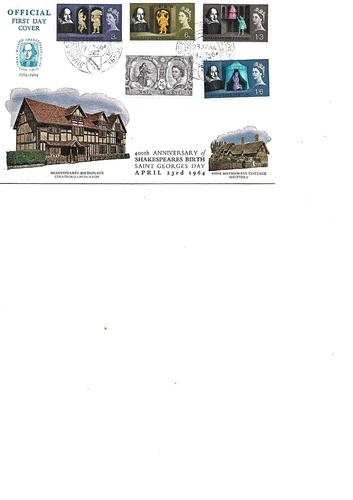 Stamps GB QE2 SG 646-50, Shakespeare, FDC,