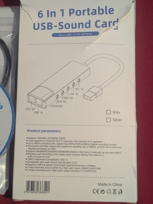 6-In-1 Computer Sound Card 5.1 USB External Sound Card Multi-Function Audio Card