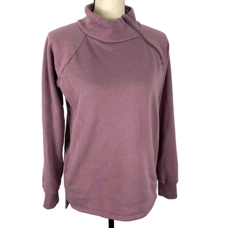Sudadera asimétrica morada Gaiam polar 1/4 cremallera batido de uva para mujer pequeña