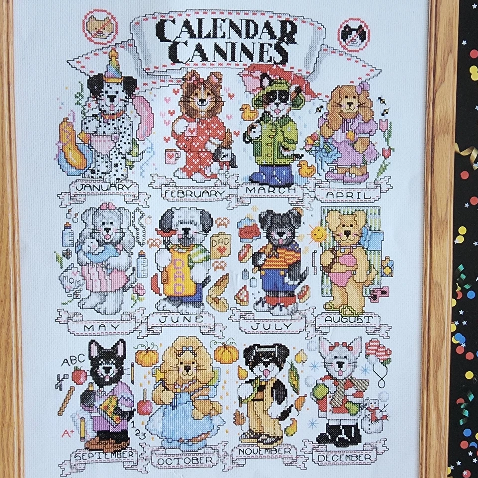 Design Works Calendar Canines Counted Cross Stitch Kit 9256 Dog Pets Puppy VTG - Image 2 of 4