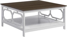 Omega Square 36" Coffee Table, Driftwood Top / White Frame