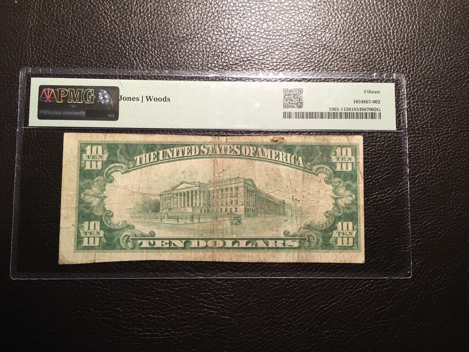 10.00: 1929 national bank note Princeton Indiana PMG 15 choice fine only 26small - Image 2 of 2