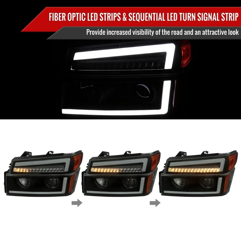 For Colorado Canyon 04-12 Projector Headlight +LED Sequential Turn Signal Smoked - Image 2 of 4