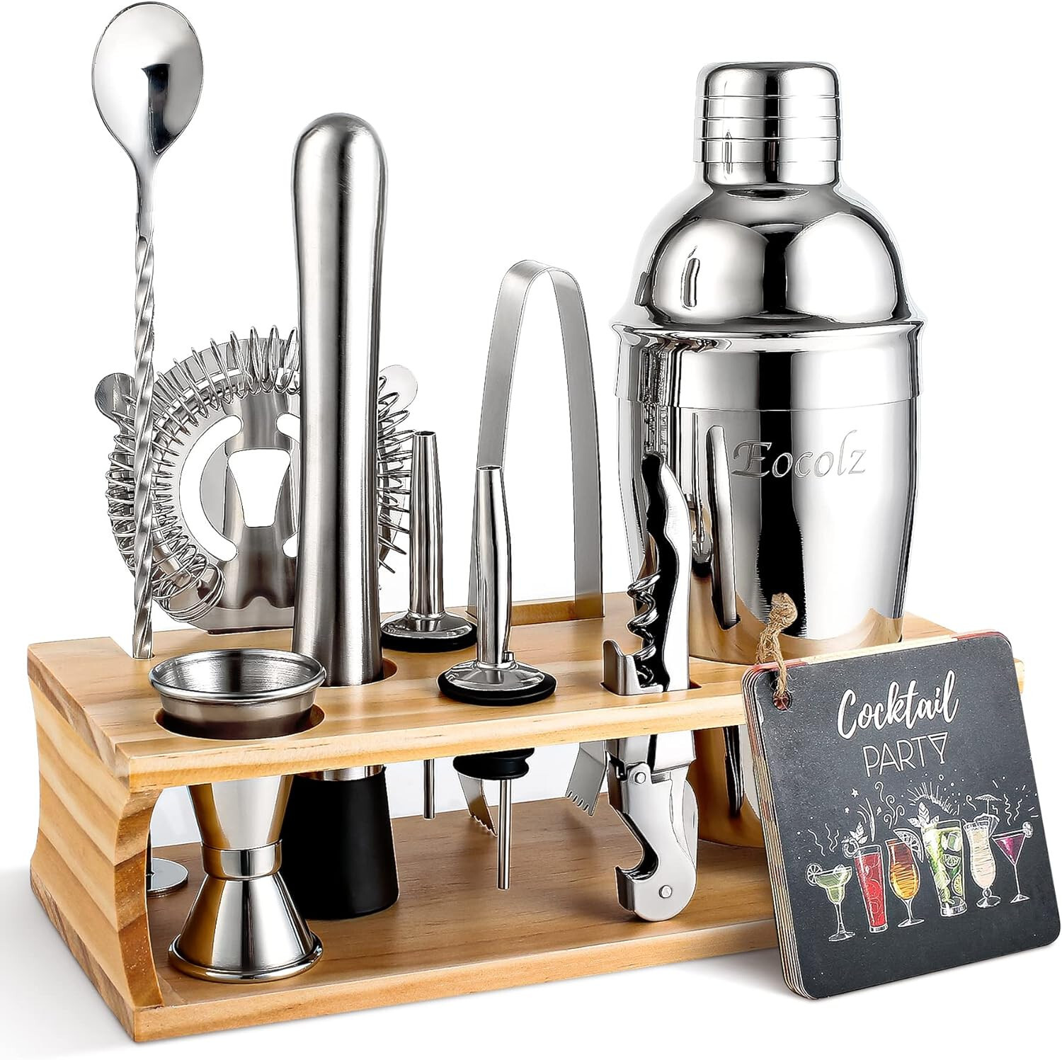 Eocolz 11-piece Bartender Cocktail Shaker Set- Stainless Steel