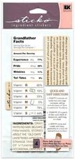 Rare NIP Sticko Stickers - GRANDFATHER FACTS Ingredient Stickers Embellishments