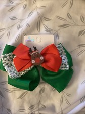 Holiday Hair Bow With A Snowman