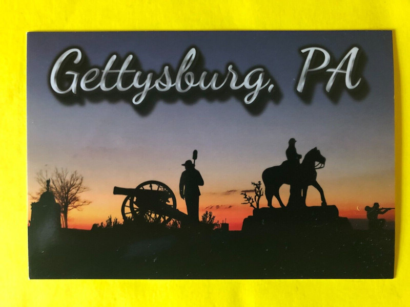 GETTYSBURG PA * CIVIL WAR BATTLEFIELD * MONUMENTS AT DUSK * 2-SIDED Postcard