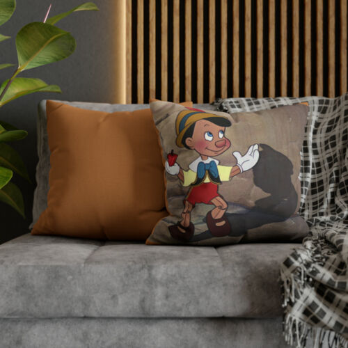¡Funda de almohada cuadrada de poliéster hilada vintage de Disney Pinocho! - Imagen 1 de 29