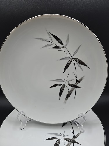 Vintage Rare 5 Bamboo Luncheon Plates Platinum Trim T1115 by Gold China 7.5" - Picture 3 of 11