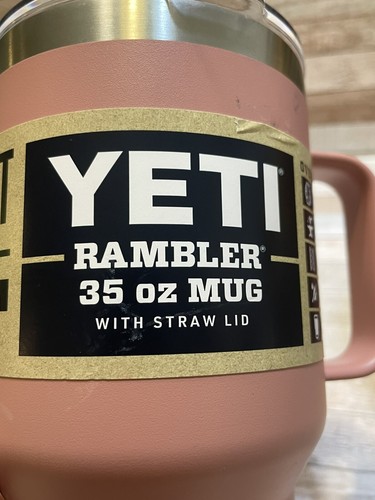 NEW YETI RAMBLER 35oz Travel Mug Sandstone Pink w/ Clear Straw Mauve Cup Large - Picture 6 of 8