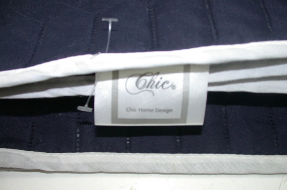 3 Pcs Chic Design Quilt Set ~ Full 90" x 92" ~ Navy Blue & White - Image 2 of 3