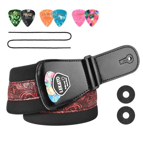 LEKATO Guitar Strap Bass Belt 3" Wide Holder Adjustable 55" for Electric Guitars - Picture 2 of 7