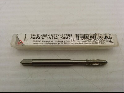 CLEVELAND C54356 STRAIGHT FLUTE TAP, #10-32 HSGT 4 FLT GH - 3 TAPER, NIB