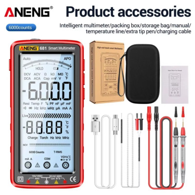 681 Wiederaufladbares Digital Profi Multimeter Berührungsloser Spannungsprüfer AC/DC