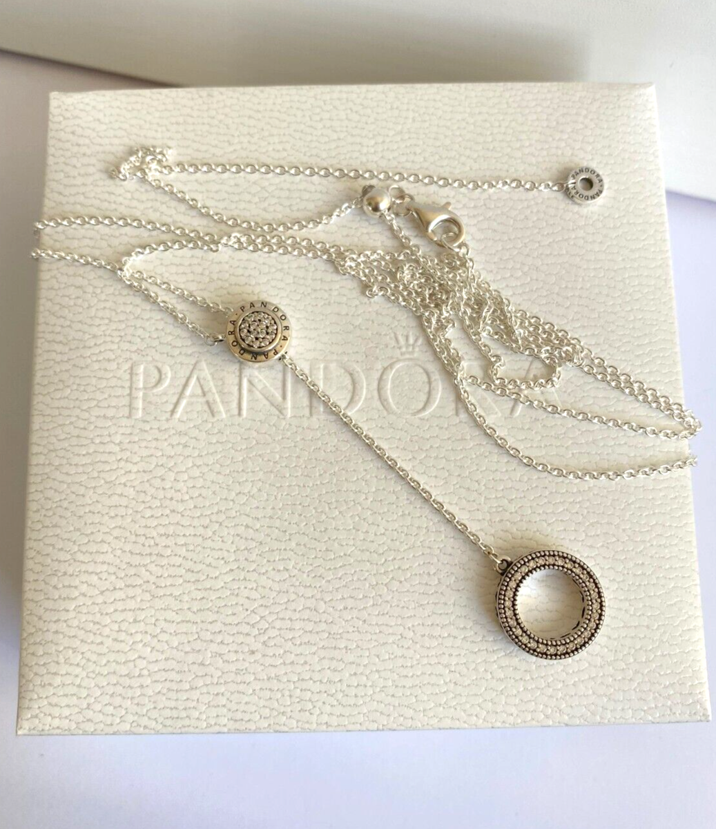 New Authentic PANDORA Signature Logo Pave Circle Y-Necklace New Authentic PANDORA Signature Logo Pave Circle Y-Necklace