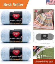 Durable Light Blue Worsted Yarn - 3 Pack, 364 Yards for All Your Craft Needs