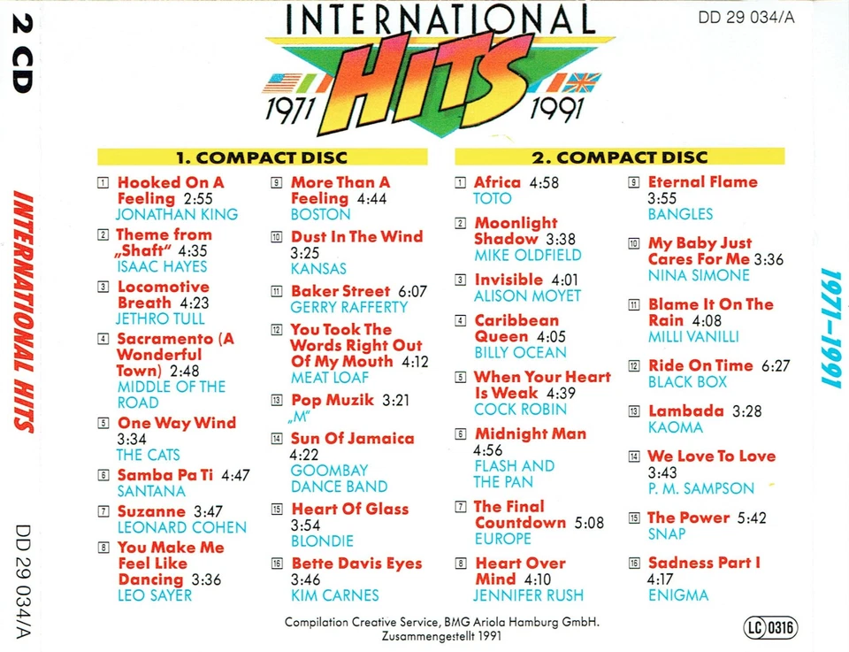 (2CD's) International Hits 1971-1991 - The Cats, Leonard Cohen, Jethro Tull - Bild 2 von 2