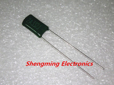 100pcs 2A332J 100V 0.0033uF 3.3nF Polyester Film Capacitors