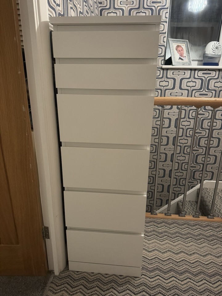 Ikea MALM, chest of 6 drawers, white/mirror glass, 40 x 123 cm eBay
