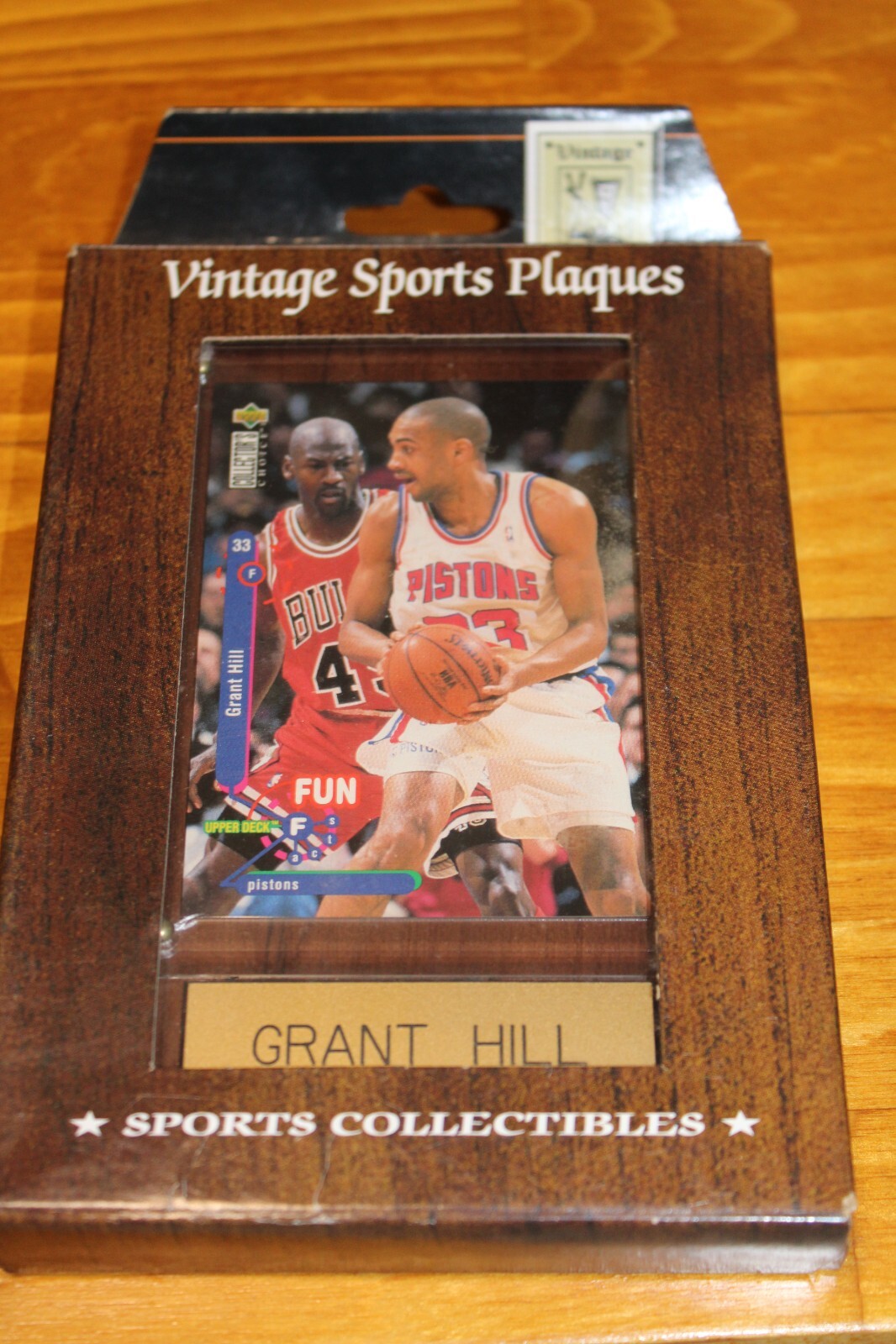 Grant Hill Card Plaque Vs Michael Jordan In Post Vintage Detroit Pistons