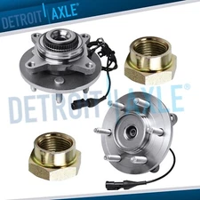 4WD (2) Front Wheel Bearing Hub + CV Axle Nut for 2005-2008 Ford F-150 Mark LT