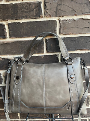 NWT $398 Frye Melissa Medium Satchel Shadow grey gray Leather