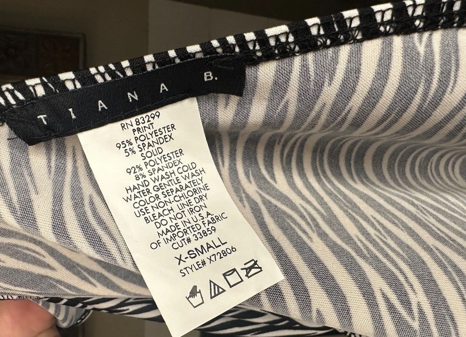 XS Tiana B. short sleeve zebra print dress armpit to arm pit 16.5" length 39" - Image 3 of 4