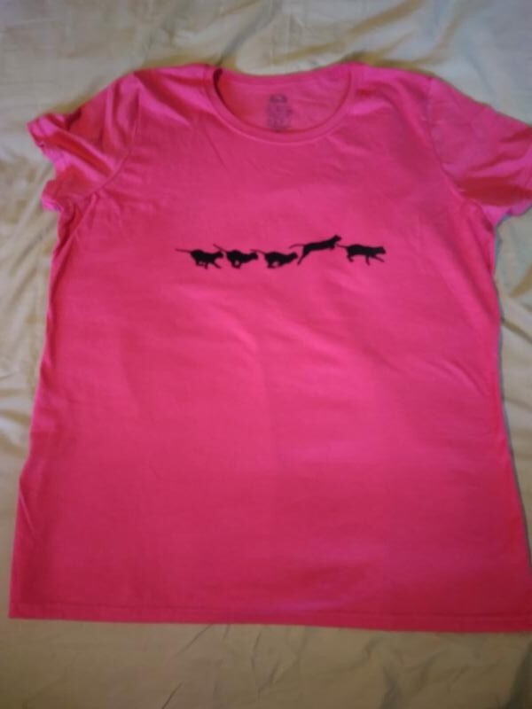 T shirt adulto 2XL rosa con stampa fila di gatti neri 277478