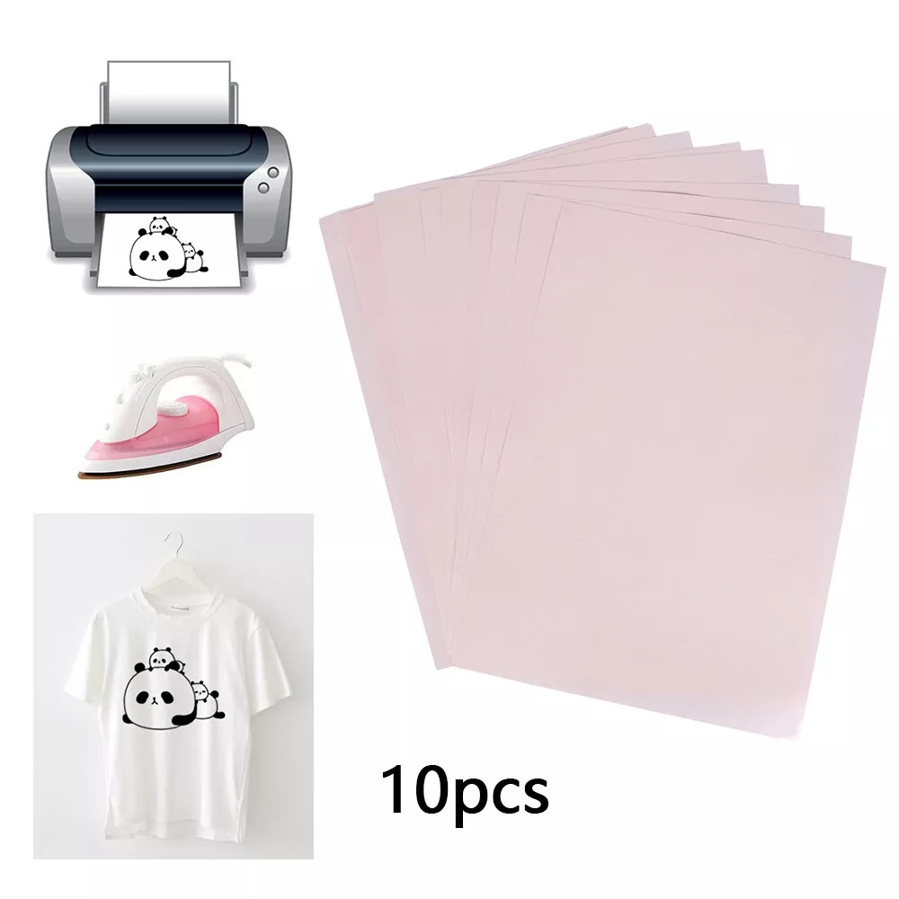 10Pcs A4 Heat Press Transfer Paper T-Shirt Iron-on Fabric Inkjet