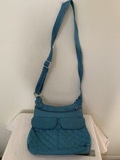 TRAVELON RFID Anti Theft Aqua Blue Quilted Crossbody Travel Bag Pockets Purse