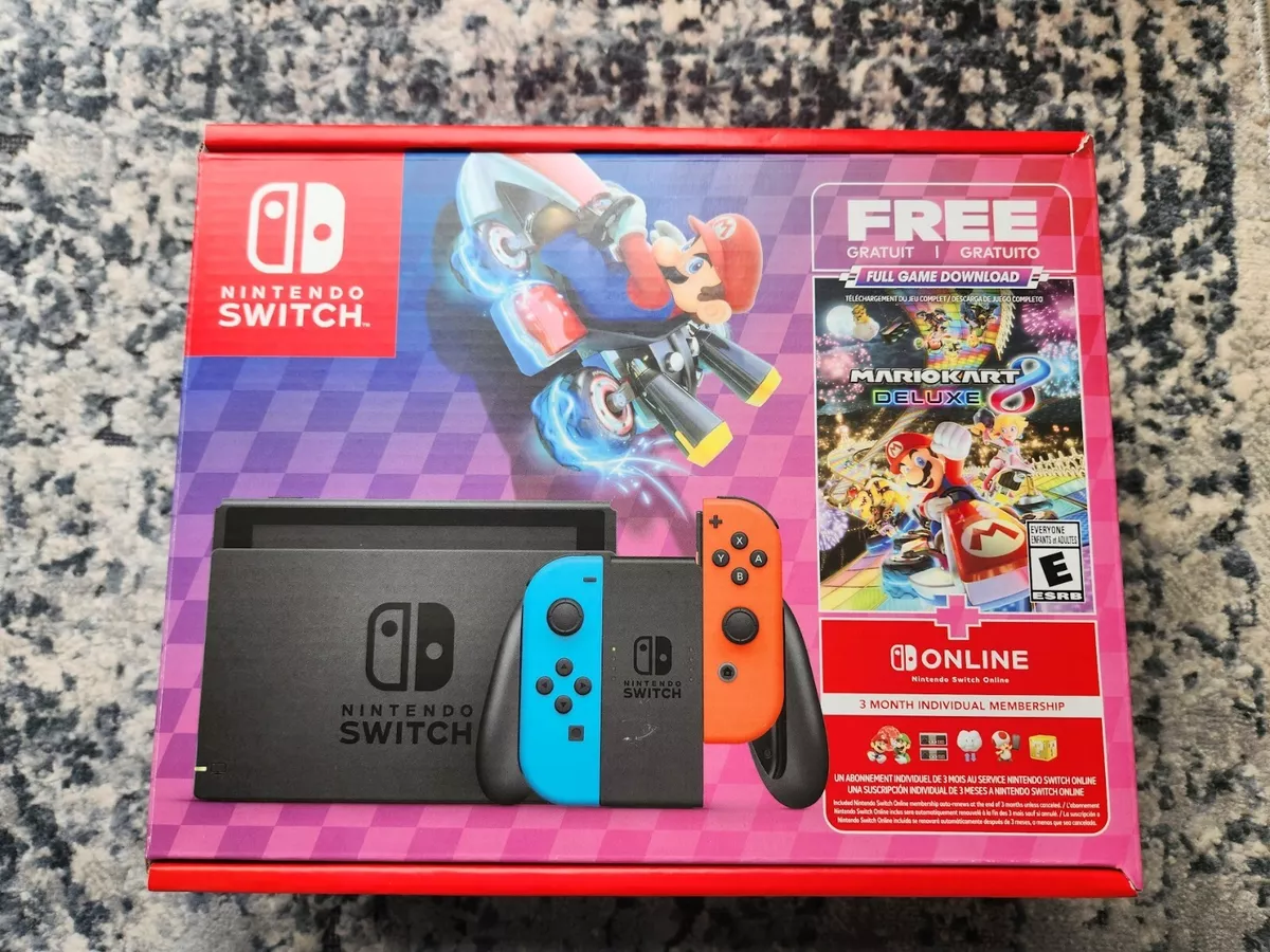 Nintendo Switch Mario Kart 8 Console Deluxe Neon Bundle - Free