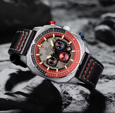 Herren Chronograph Armbanduhr - Luxus Quarzuhr mit Lederarmband & Datumsanzeige