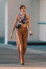 Handmade Stylish Flare bottom Party Women's Genuine Soft Lambskin Leather Pants