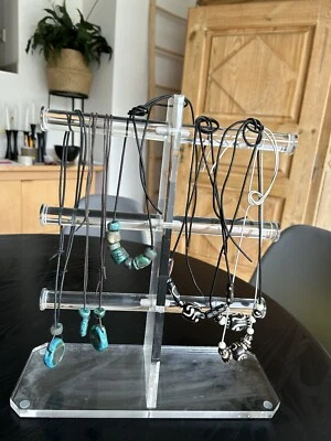 Modeschmuck Ketten     Ägyptischer Ton Leder mit Ständer Sammlung Konvolut - Bild 1 von 4