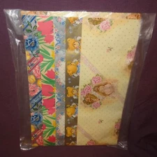 Vintage Mixed Gift Wrap Wrapping Paper Sheets New Old Stock Flowers Teddy Bear 