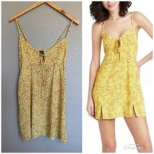 Wild Fable Slip Dress Size Medium Sleeveless Vibrant Yellow Floral NWT