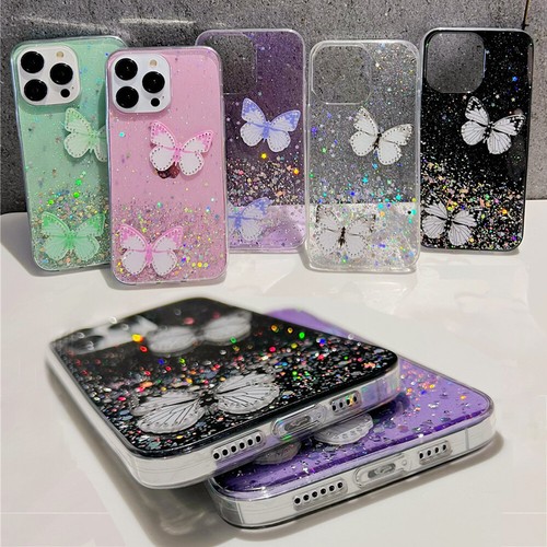Glitter Butterfly Clear Soft TPU Case Cover For Samsung S25 Ultra S24 S23 S20 FE - Picture 3 of 18