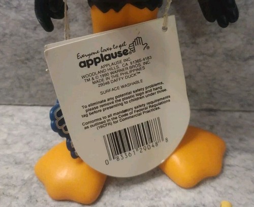 Daffy Duck Looney Tunes Sammlerpuppe (Applause, 1990) mit Stock & Hut - Bild 8 von 10