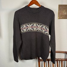 Vintage GAP Brown Shaker Knit Fair Isle Cotton Crewneck Sweater 117355-00-1 S